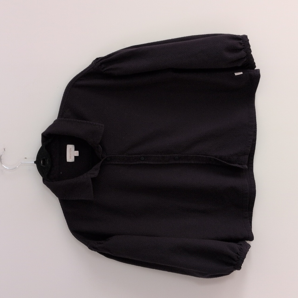 Brixton Large Cropped Boxy Cotton Balloon Sleeve Button Blouse Large